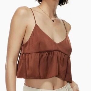 Aritzia Wilfred Satin Lover Camisole in Burnt Orange/Rust